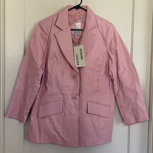 Roaman's Pink Leather Jacket for Women